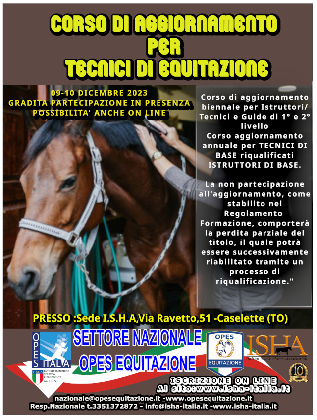 corso di aggiornamento tecnici di equitazione
