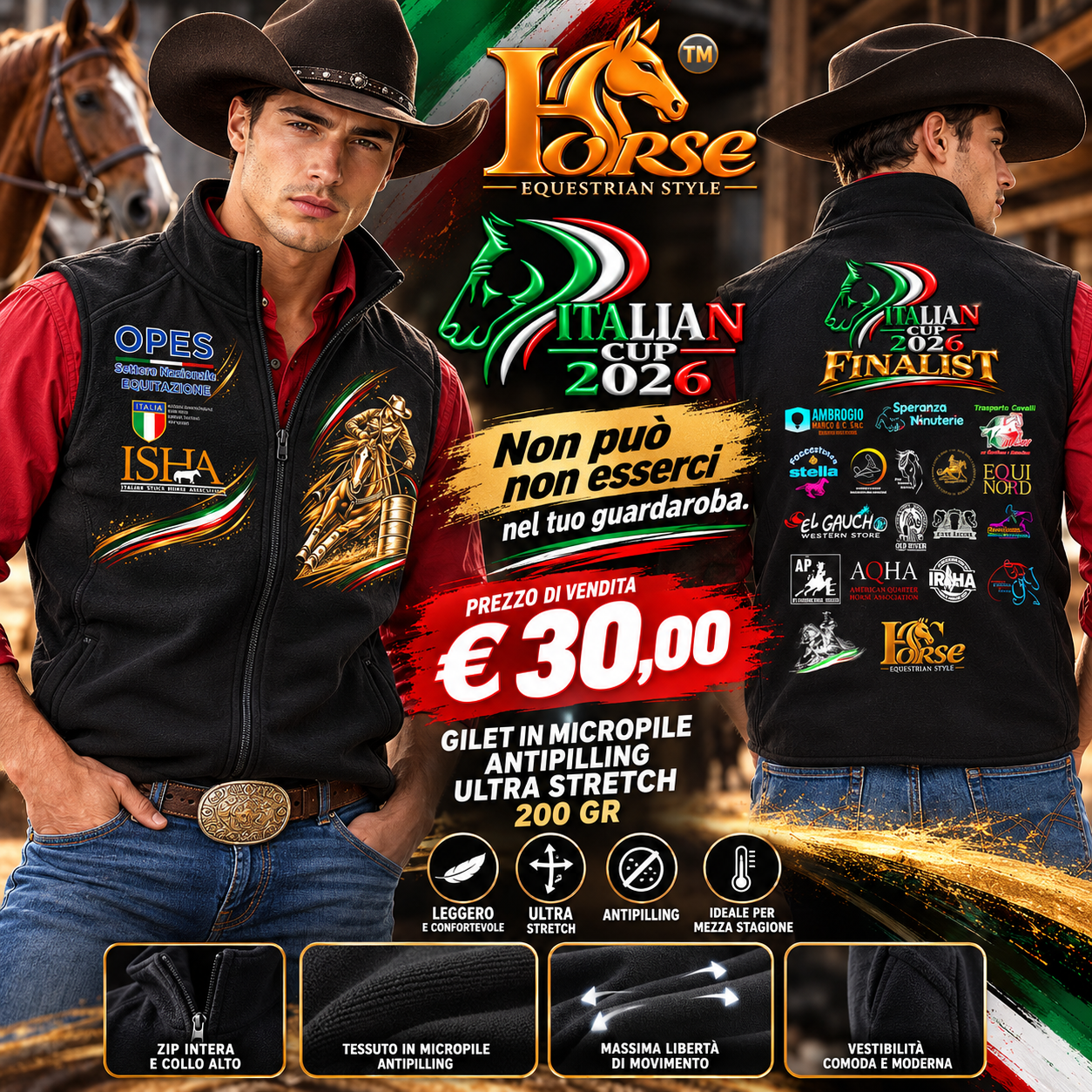 GILET IN PILE ITALIAN CUP 2026 UOMO